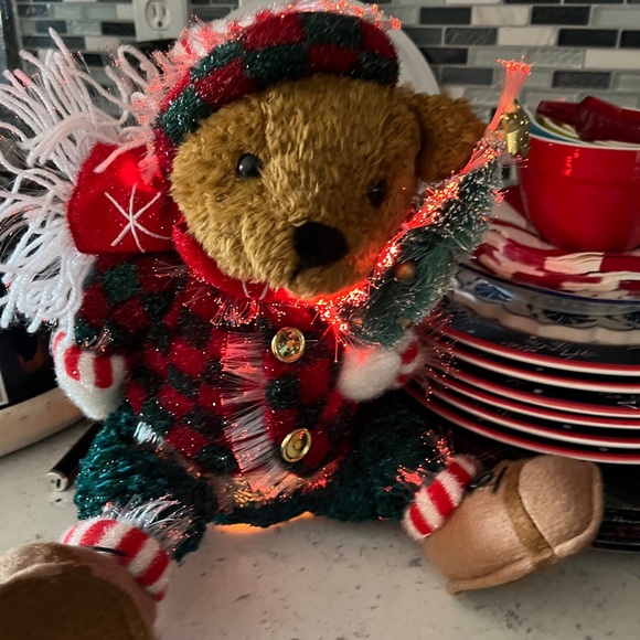Vintage Fiber Optic Christmas Teddy Bear Plush 2003 Avon EC Works - Picture 5 of 11